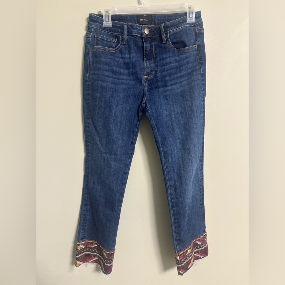 Driftwood Colette Jeans Womens Size 27 Straight Leg Crop Embroidered Denim Boho